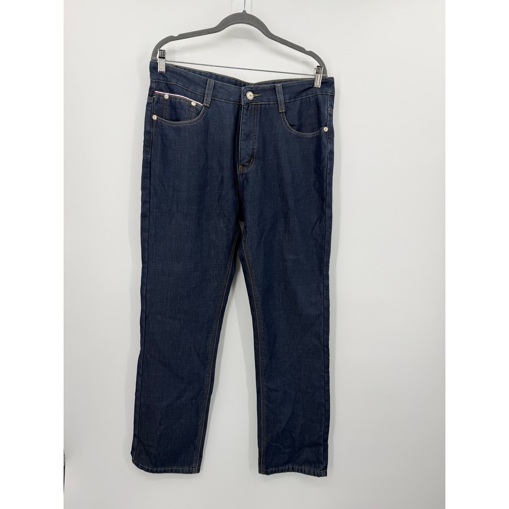 Demon & Hunter Mens Indigo Blue Fleece Lined Straight Leg Jeans Size 35x31